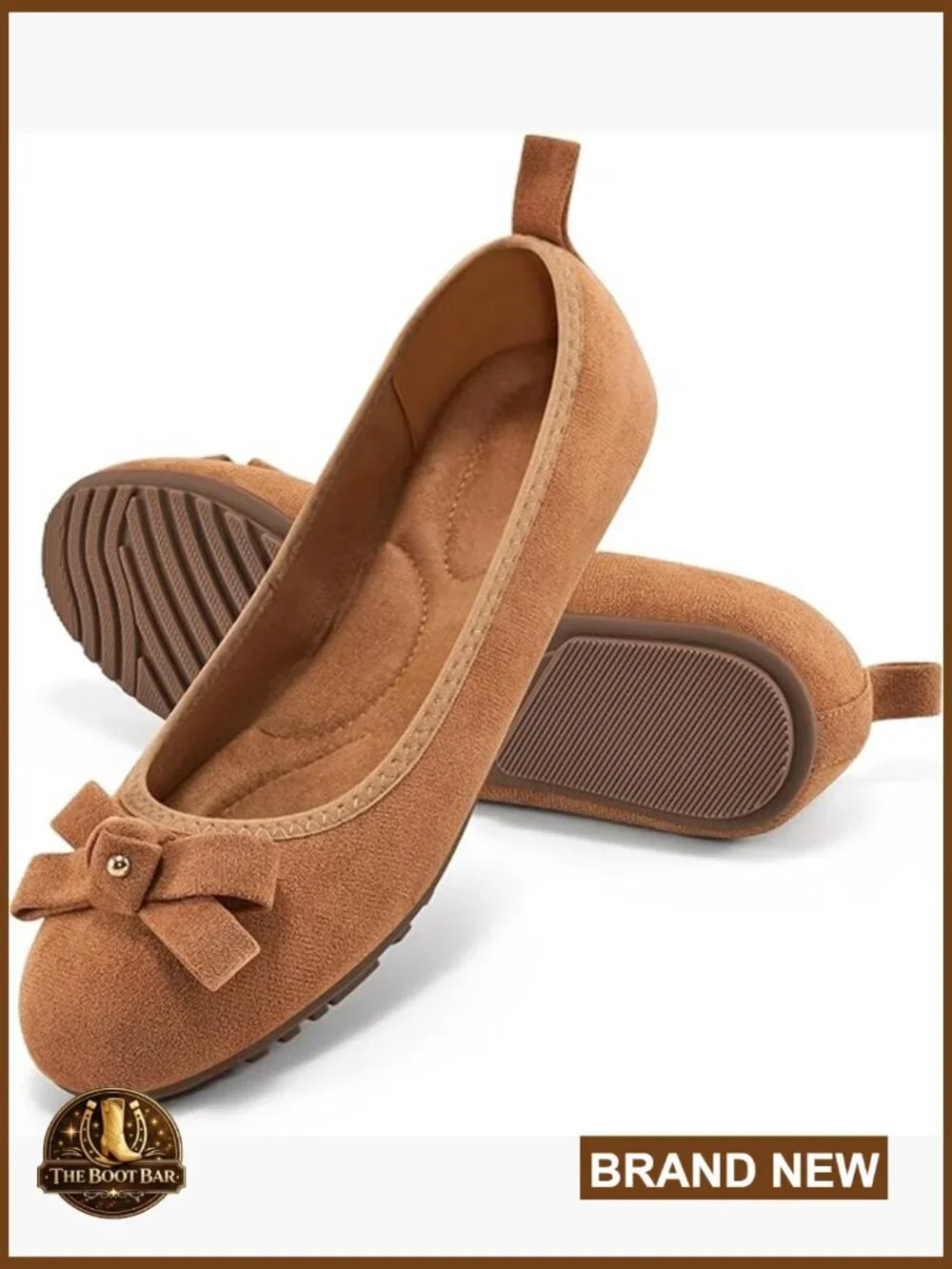 Faux Suede Ballet Flats with Memory Foam Cushioning, Foldable Slip-On Loafers